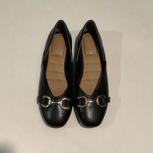 Kelly & Katie Black Flats with Gold Accent